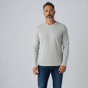 DKNY Men's Light Gray Long Sleeve Tee
